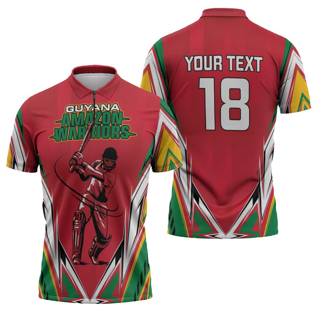 Custom Guyana Cricket Spirit Zipper Polo Shirt Amazon Warriors Inspired - Wonder Print Shop