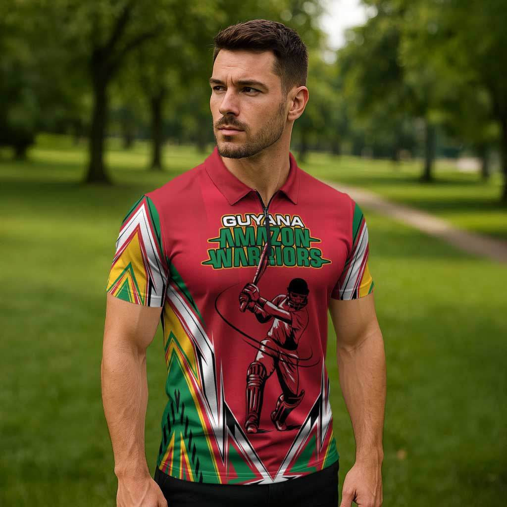 Custom Guyana Cricket Spirit Zipper Polo Shirt Amazon Warriors Inspired - Wonder Print Shop