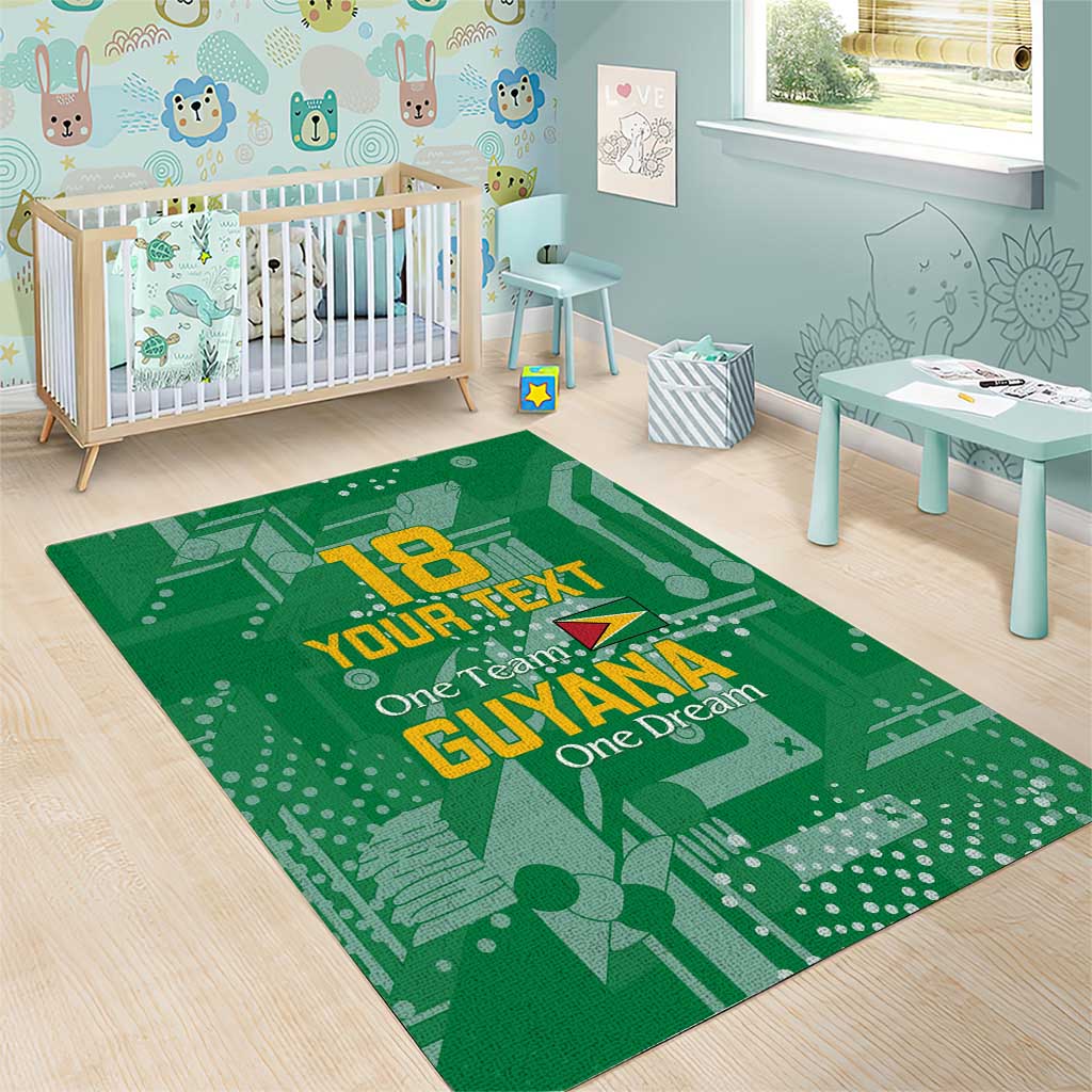 Custom Guyana Football Area Rug One Team One Game Green Version - Wonder Print Shop