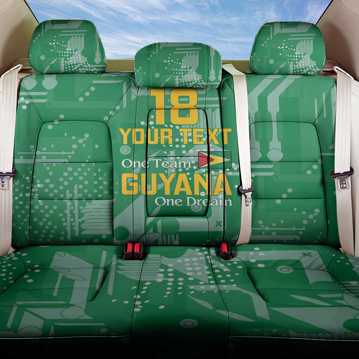 Custom Guyana Football Back Car Seat Cover One Team One Game Green Version - Wonder Print Shop