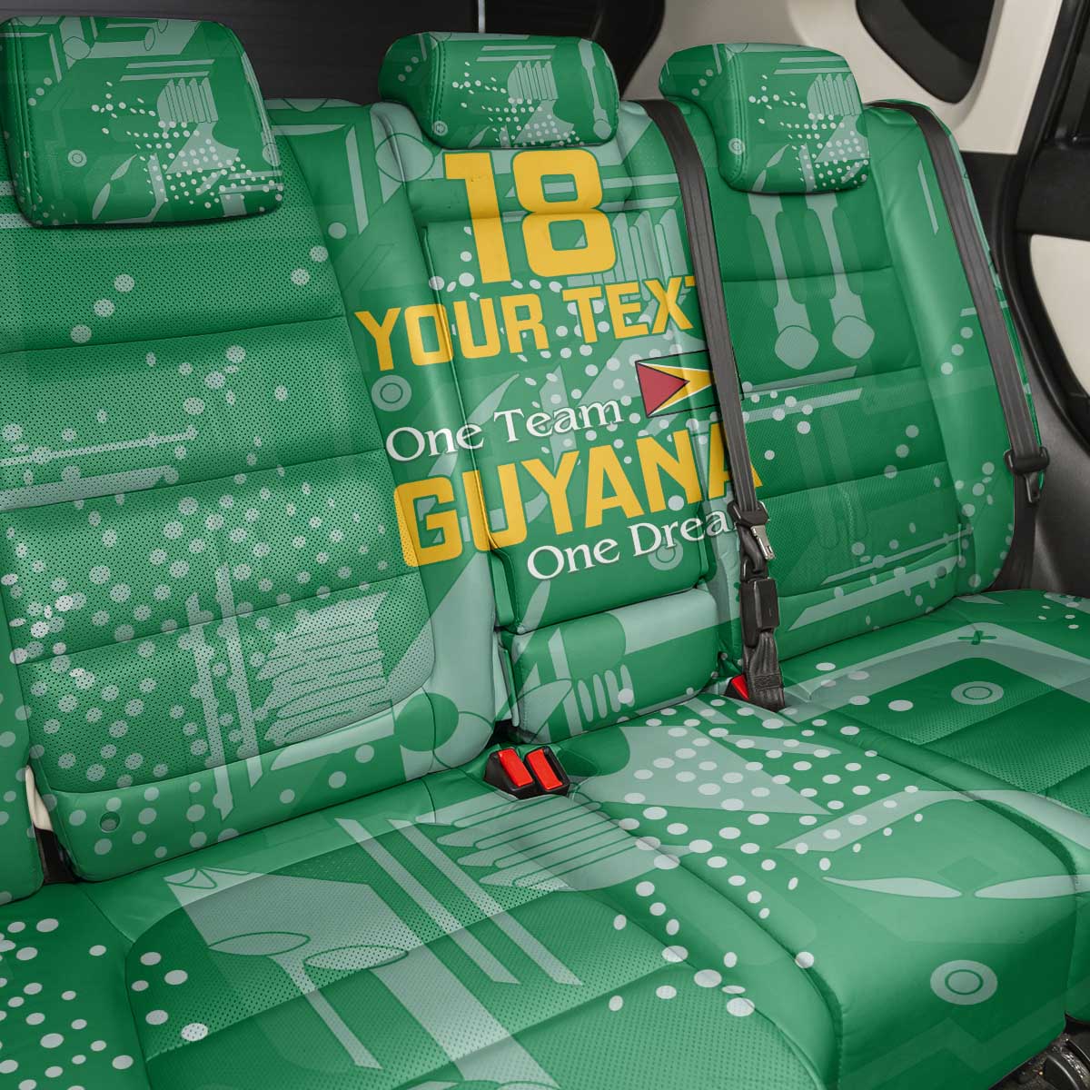 Custom Guyana Football Back Car Seat Cover One Team One Game Green Version - Wonder Print Shop