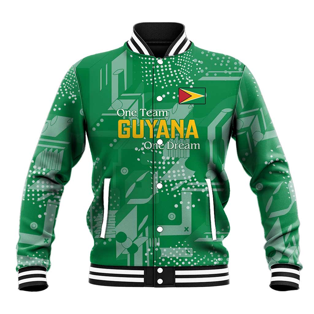 Custom Guyana Football Baseball Jacket One Team One Game Green Version - Wonder Print Shop