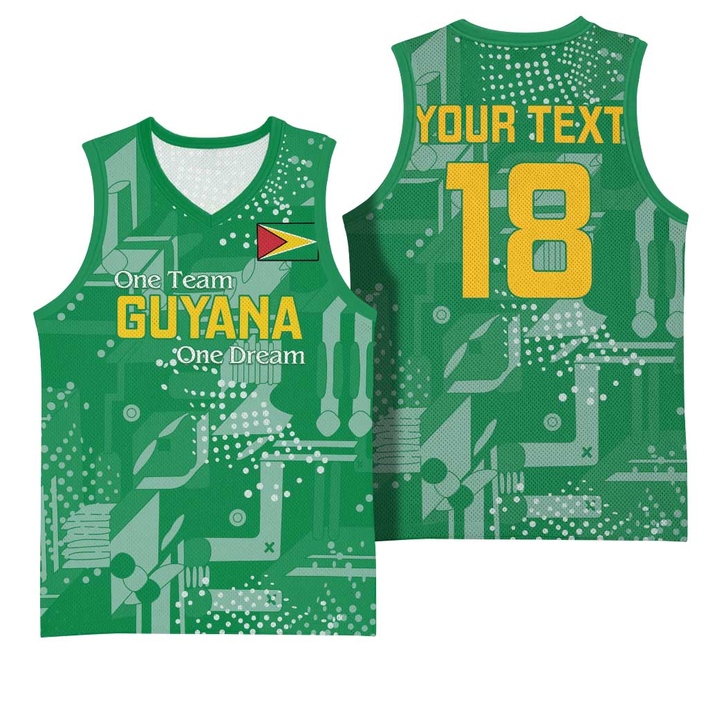 Custom Guyana Football Basketball Jersey One Team One Game Green Version - Wonder Print Shop