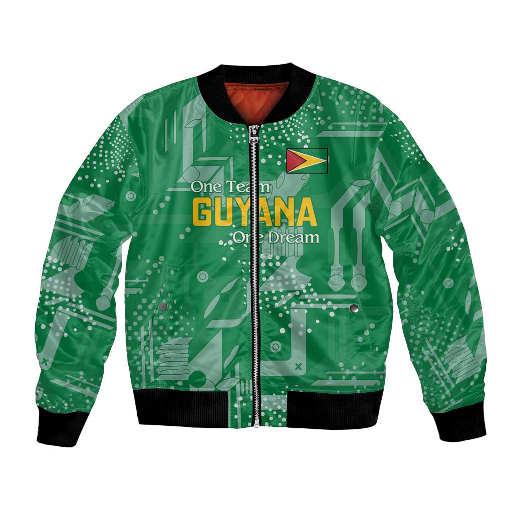 Custom Guyana Football Bomber Jacket One Team One Game Green Version - Wonder Print Shop