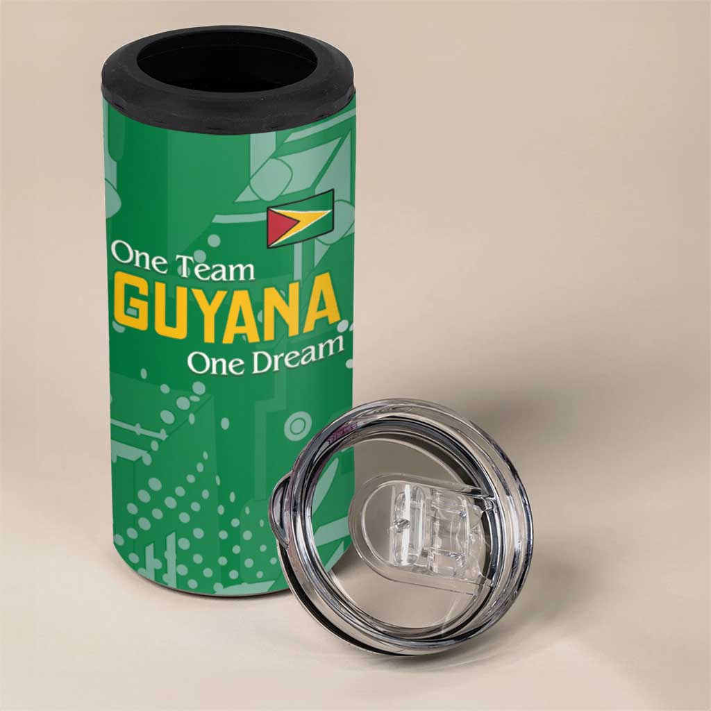 Custom Guyana Football 4 in 1 Can Cooler Tumbler One Team One Game Green Version - Wonder Print Shop