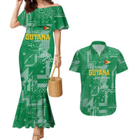 Custom Guyana Football Couples Matching Mermaid Dress and Hawaiian Shirt One Team One Game Green Version - Wonder Print Shop