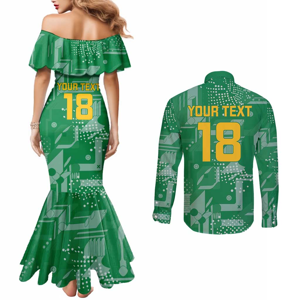 Custom Guyana Football Couples Matching Mermaid Dress and Long Sleeve Button Shirt One Team One Game Green Version - Wonder Print Shop