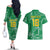 Custom Guyana Football Couples Matching Off The Shoulder Long Sleeve Dress and Hawaiian Shirt One Team One Game Green Version - Wonder Print Shop