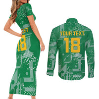 Custom Guyana Football Couples Matching Short Sleeve Bodycon Dress and Long Sleeve Button Shirt One Team One Game Green Version - Wonder Print Shop