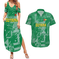 Custom Guyana Football Couples Matching Summer Maxi Dress and Hawaiian Shirt One Team One Game Green Version - Wonder Print Shop