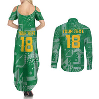 Custom Guyana Football Couples Matching Summer Maxi Dress and Long Sleeve Button Shirt One Team One Game Green Version - Wonder Print Shop