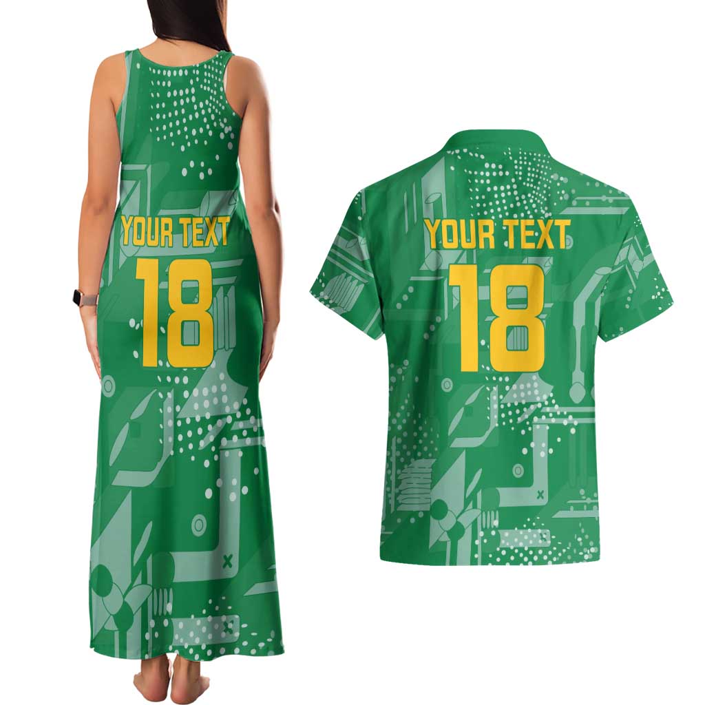 Custom Guyana Football Couples Matching Tank Maxi Dress and Hawaiian Shirt One Team One Game Green Version - Wonder Print Shop