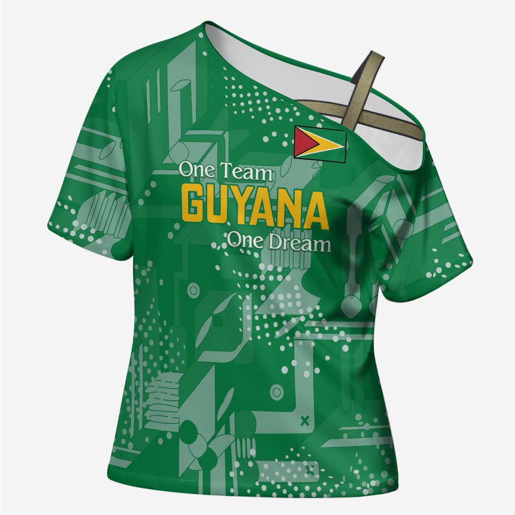 Custom Guyana Football Cross Shoulder Shirt One Team One Game Green Version - Wonder Print Shop