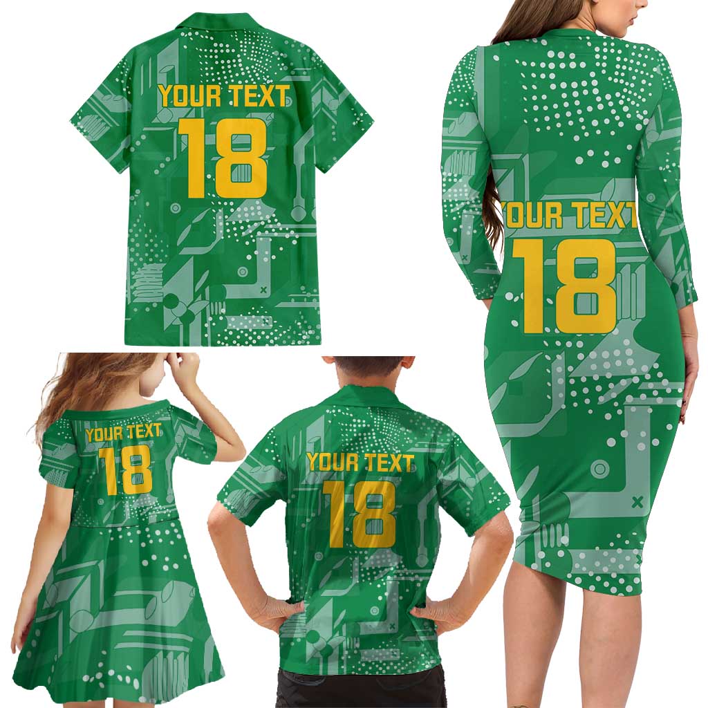 Custom Guyana Football Family Matching Long Sleeve Bodycon Dress and Hawaiian Shirt One Team One Game Green Version - Wonder Print Shop