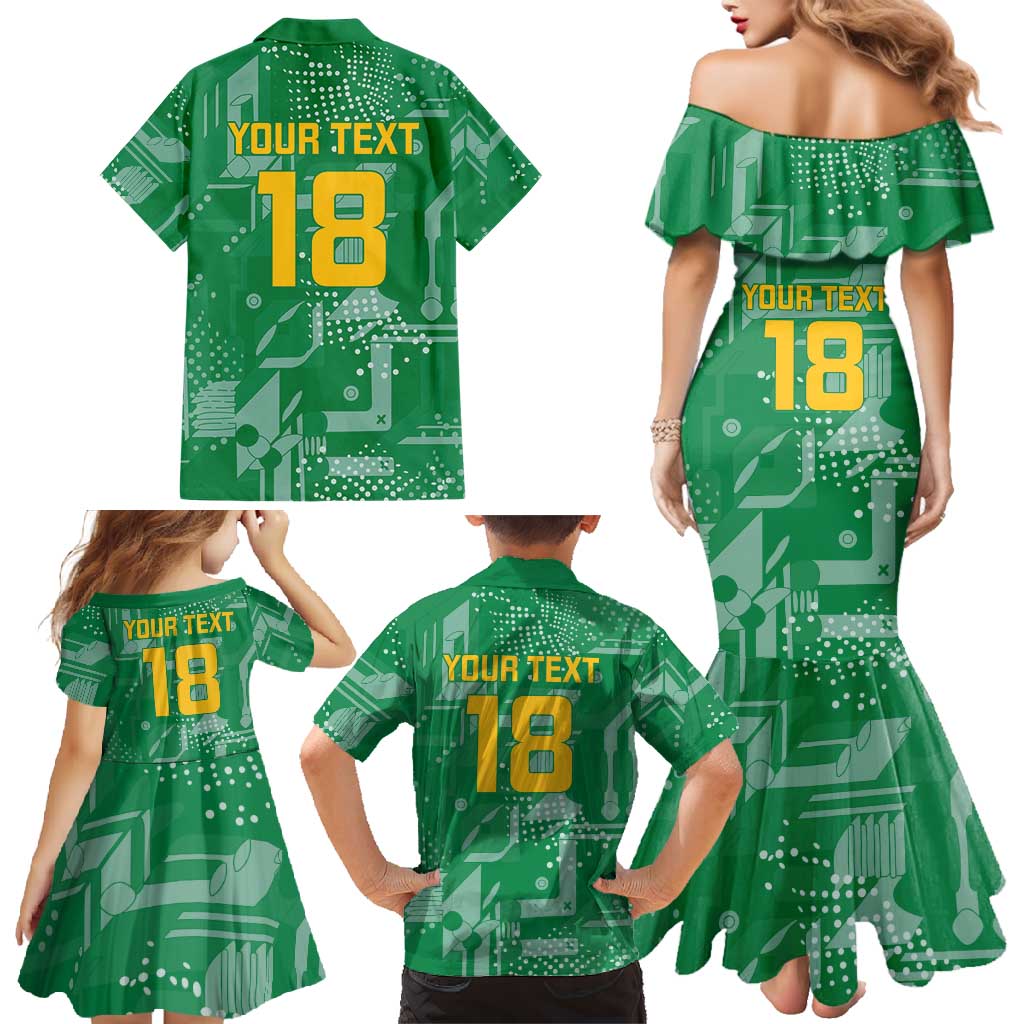 Custom Guyana Football Family Matching Mermaid Dress and Hawaiian Shirt One Team One Game Green Version - Wonder Print Shop
