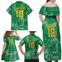 Custom Guyana Football Family Matching Off Shoulder Maxi Dress and Hawaiian Shirt One Team One Game Green Version - Wonder Print Shop