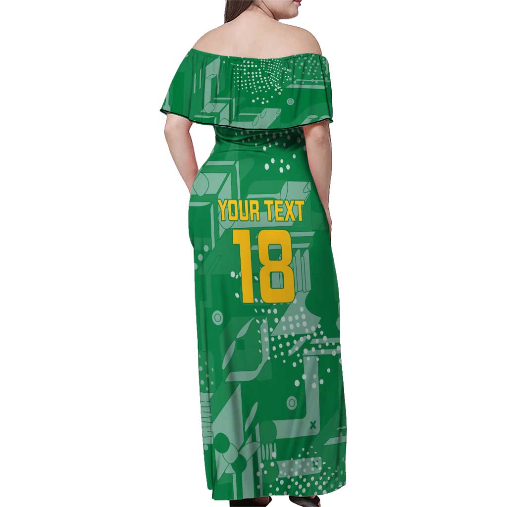 Custom Guyana Football Family Matching Off Shoulder Maxi Dress and Hawaiian Shirt One Team One Game Green Version - Wonder Print Shop