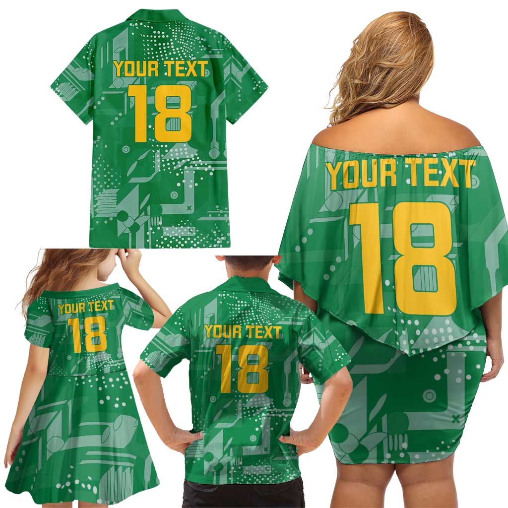 Custom Guyana Football Family Matching Off Shoulder Short Dress and Hawaiian Shirt One Team One Game Green Version - Wonder Print Shop