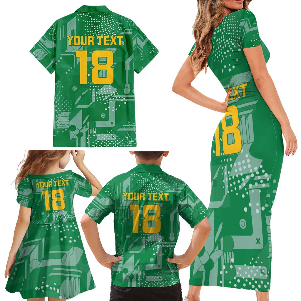 Custom Guyana Football Family Matching Short Sleeve Bodycon Dress and Hawaiian Shirt One Team One Game Green Version - Wonder Print Shop