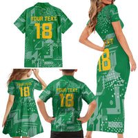 Custom Guyana Football Family Matching Short Sleeve Bodycon Dress and Hawaiian Shirt One Team One Game Green Version - Wonder Print Shop
