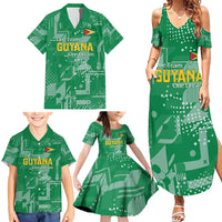 Custom Guyana Football Family Matching Summer Maxi Dress and Hawaiian Shirt One Team One Game Green Version - Wonder Print Shop