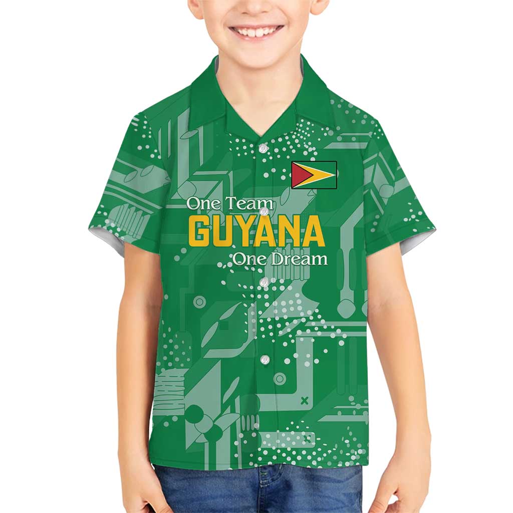 Custom Guyana Football Family Matching Summer Maxi Dress and Hawaiian Shirt One Team One Game Green Version - Wonder Print Shop