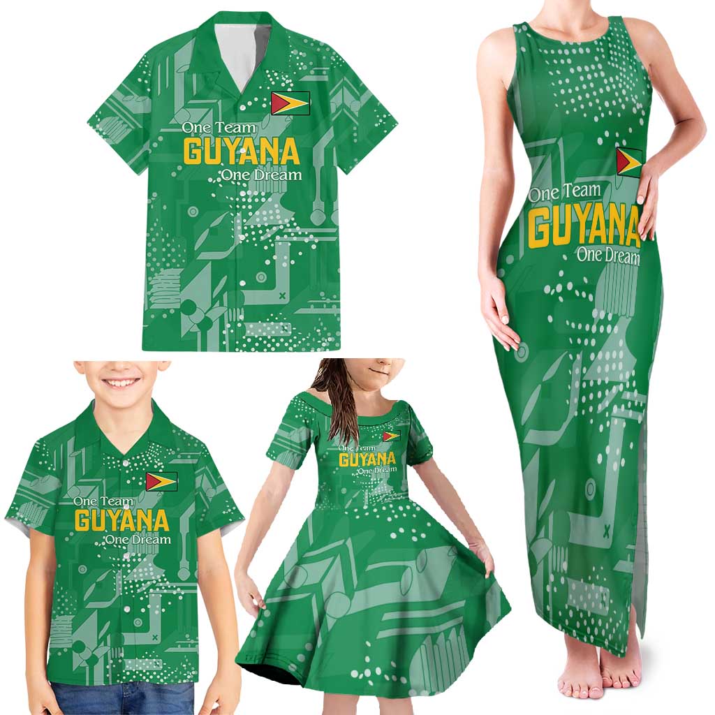 Custom Guyana Football Family Matching Tank Maxi Dress and Hawaiian Shirt One Team One Game Green Version - Wonder Print Shop