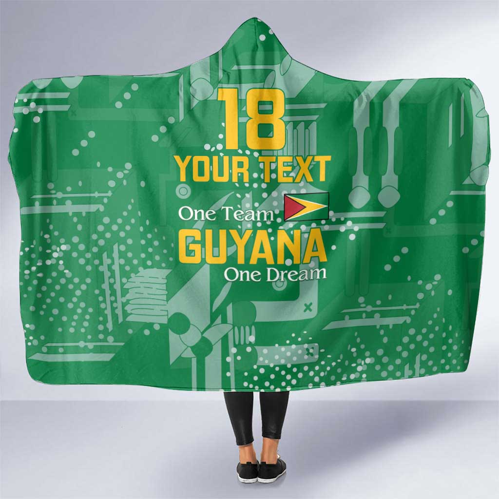 Custom Guyana Football Hooded Blanket One Team One Game Green Version - Wonder Print Shop