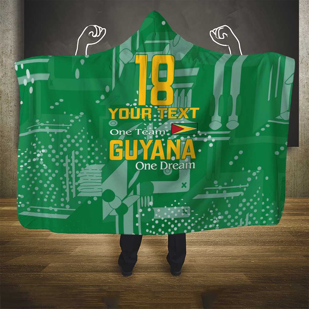 Custom Guyana Football Hooded Blanket One Team One Game Green Version - Wonder Print Shop
