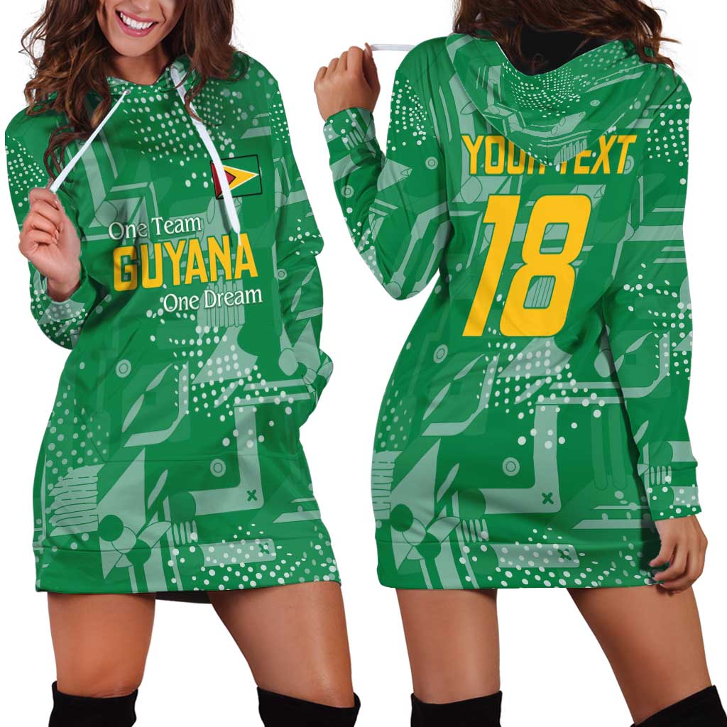 Custom Guyana Football Hoodie Dress One Team One Game Green Version - Wonder Print Shop