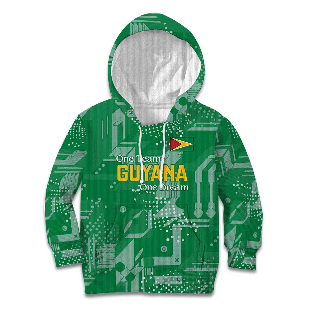 Custom Guyana Football Kid Hoodie One Team One Game Green Version - Wonder Print Shop