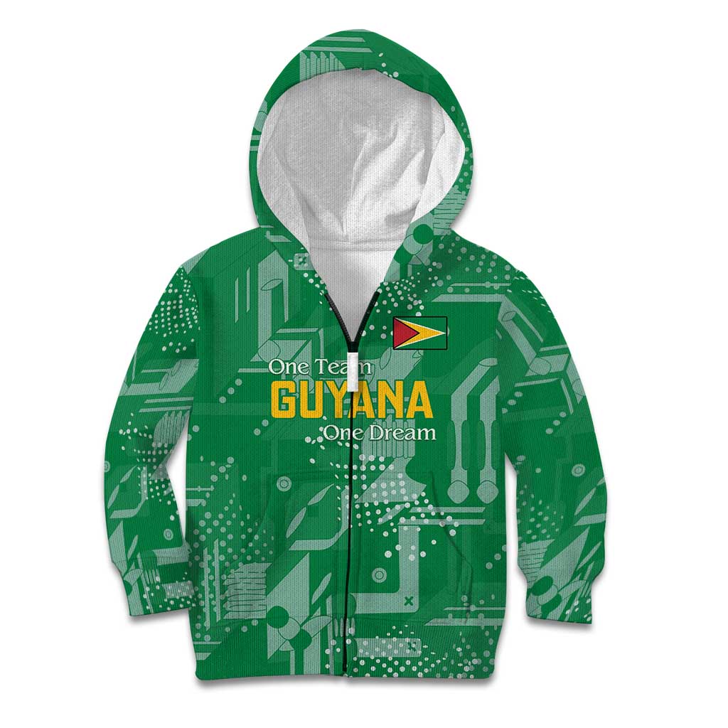 Custom Guyana Football Kid Hoodie One Team One Game Green Version - Wonder Print Shop