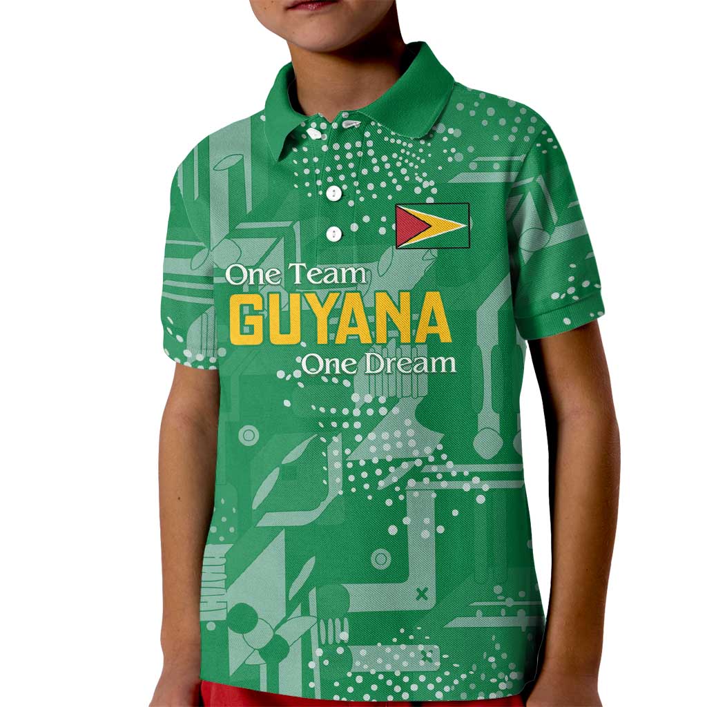 Custom Guyana Football Kid Polo Shirt One Team One Game Green Version - Wonder Print Shop