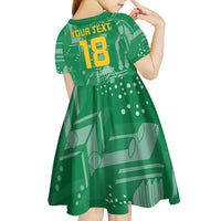 Custom Guyana Football Kid Short Sleeve Dress One Team One Game Green Version - Wonder Print Shop