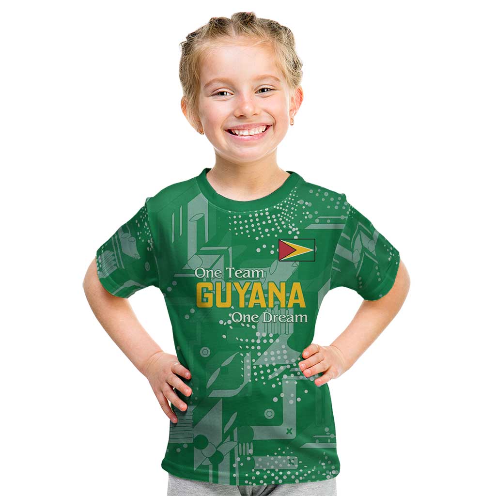 Custom Guyana Football Kid T Shirt One Team One Game Green Version - Wonder Print Shop