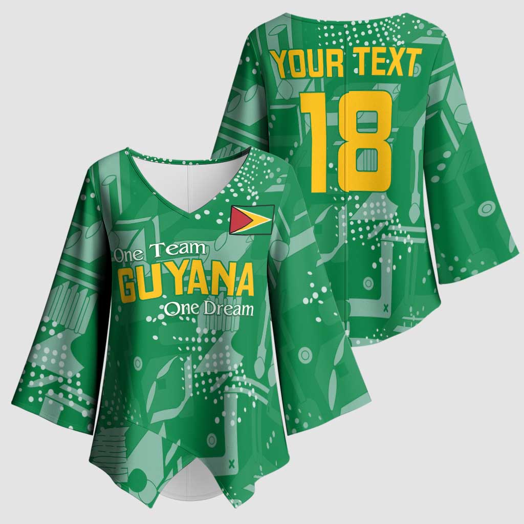 Custom Guyana Football Kimono Sleeve Blouse One Team One Game Green Version - Wonder Print Shop