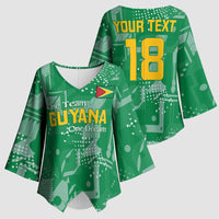 Custom Guyana Football Kimono Sleeve Blouse One Team One Game Green Version - Wonder Print Shop