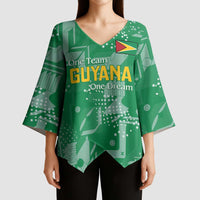 Custom Guyana Football Kimono Sleeve Blouse One Team One Game Green Version - Wonder Print Shop