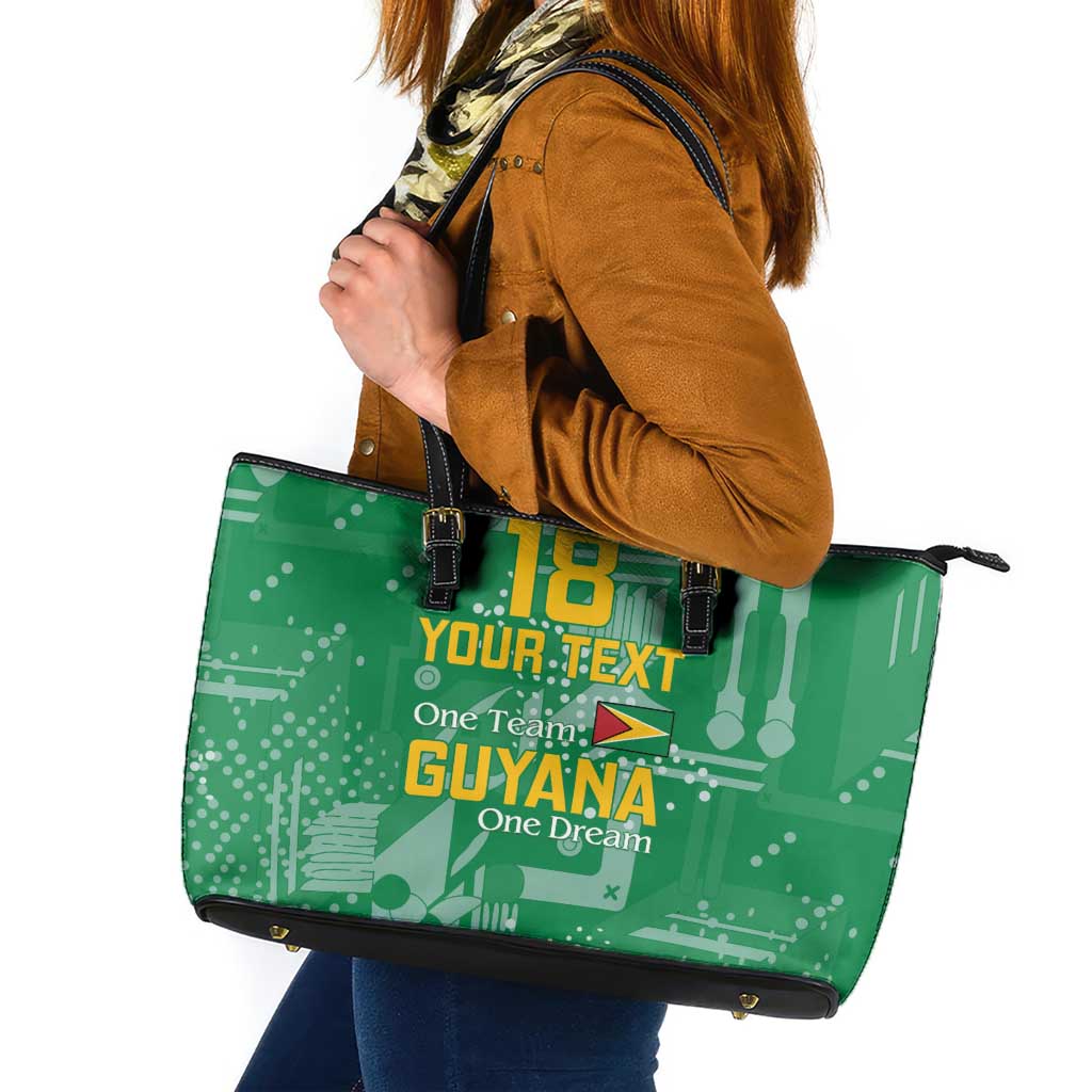 Custom Guyana Football Leather Tote Bag One Team One Game Green Version - Wonder Print Shop