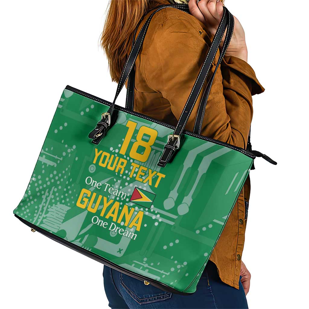 Custom Guyana Football Leather Tote Bag One Team One Game Green Version - Wonder Print Shop