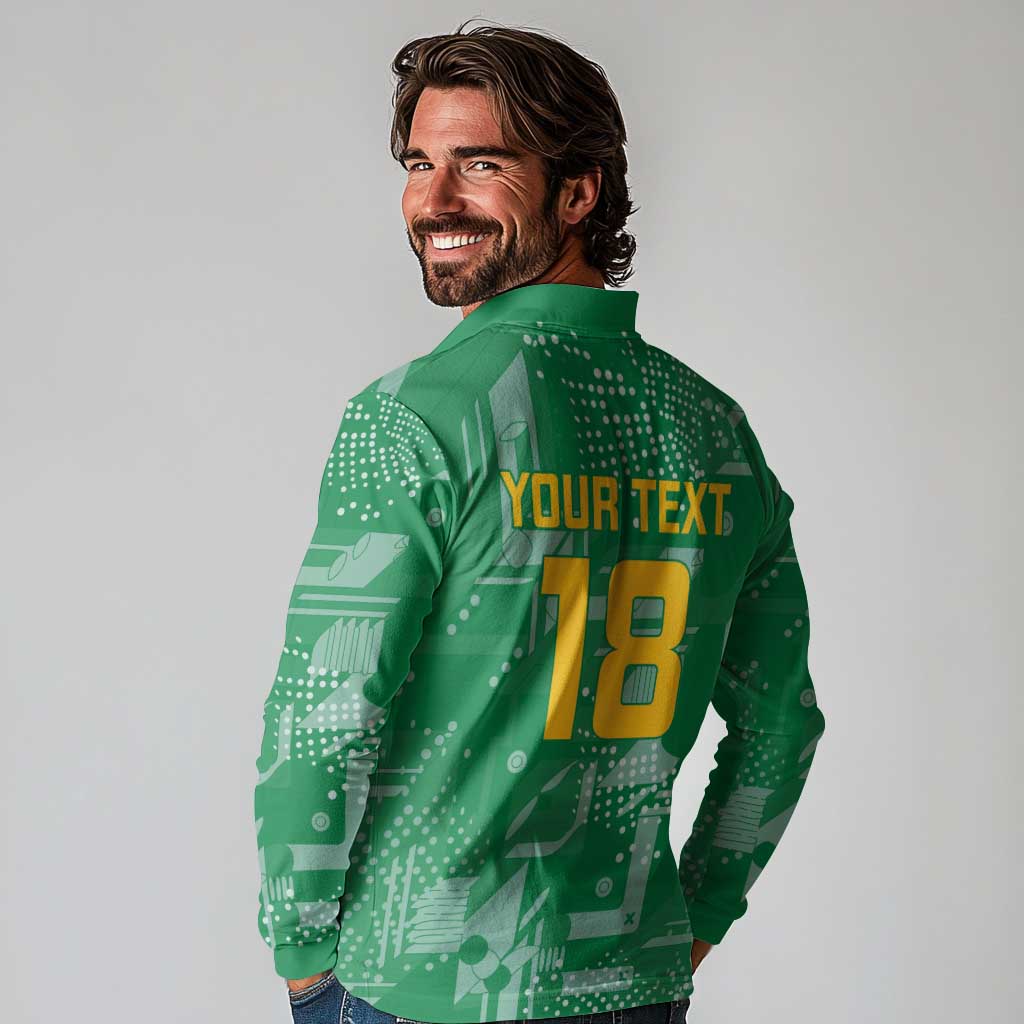 Custom Guyana Football Long Sleeve Polo Shirt One Team One Game Green Version - Wonder Print Shop