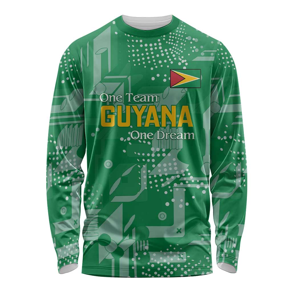 Custom Guyana Football Long Sleeve Shirt One Team One Game Green Version - Wonder Print Shop