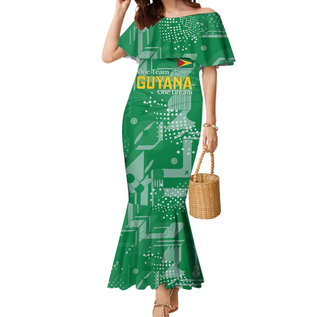 Custom Guyana Football Mermaid Dress One Team One Game Green Version - Wonder Print Shop