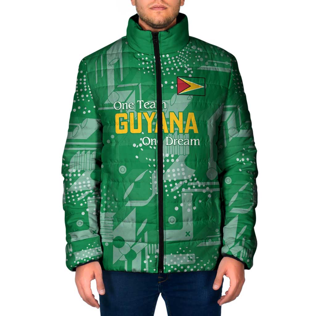 Custom Guyana Football Padded Jacket One Team One Game Green Version - Wonder Print Shop