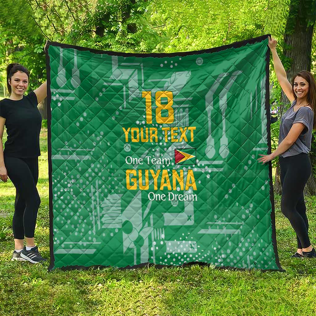 Custom Guyana Football Quilt One Team One Game Green Version - Wonder Print Shop