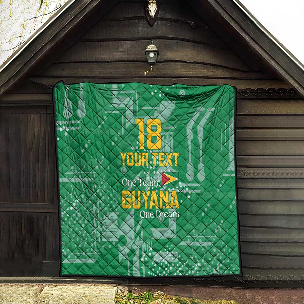 Custom Guyana Football Quilt One Team One Game Green Version - Wonder Print Shop