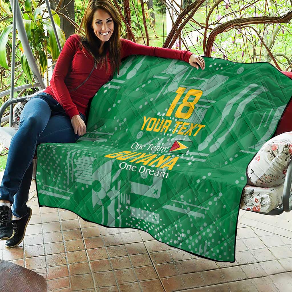 Custom Guyana Football Quilt One Team One Game Green Version - Wonder Print Shop