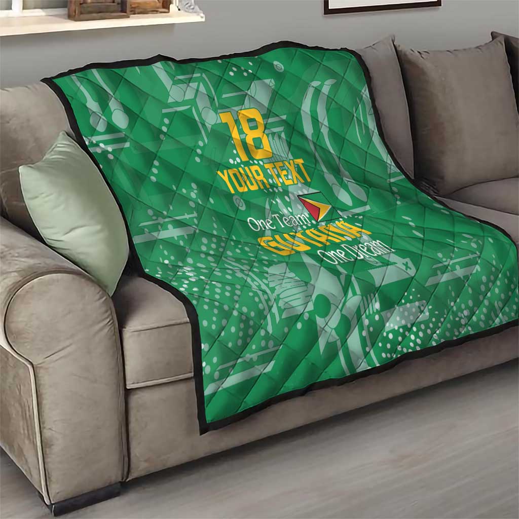 Custom Guyana Football Quilt One Team One Game Green Version - Wonder Print Shop
