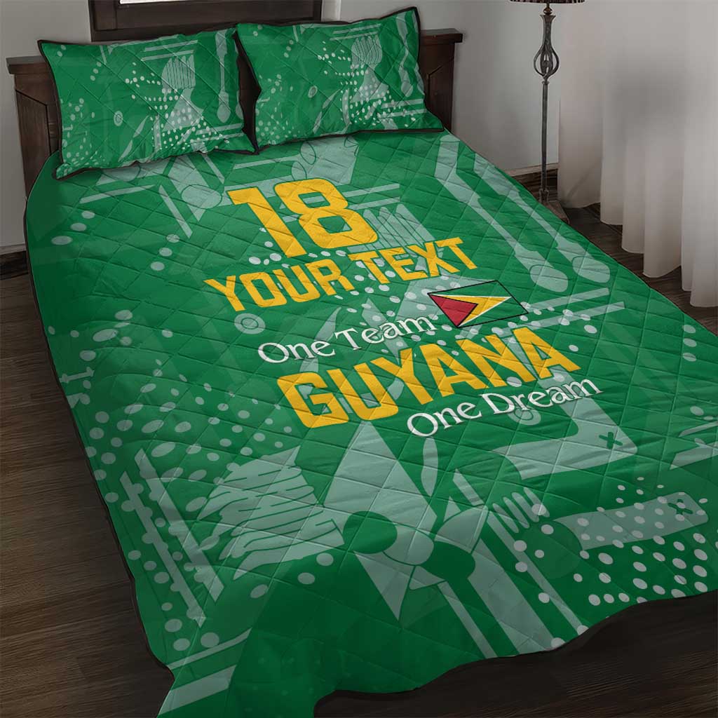 Custom Guyana Football Quilt Bed Set One Team One Game Green Version - Wonder Print Shop