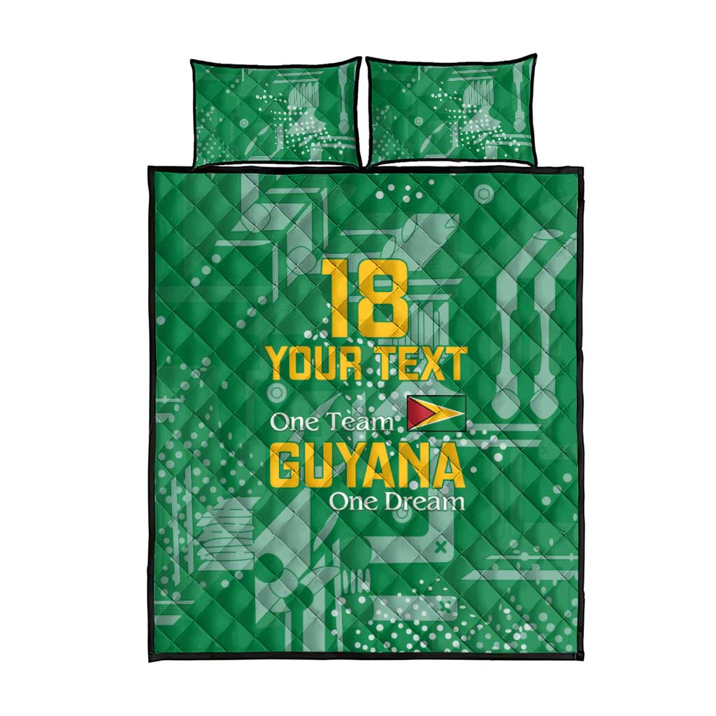 Custom Guyana Football Quilt Bed Set One Team One Game Green Version - Wonder Print Shop